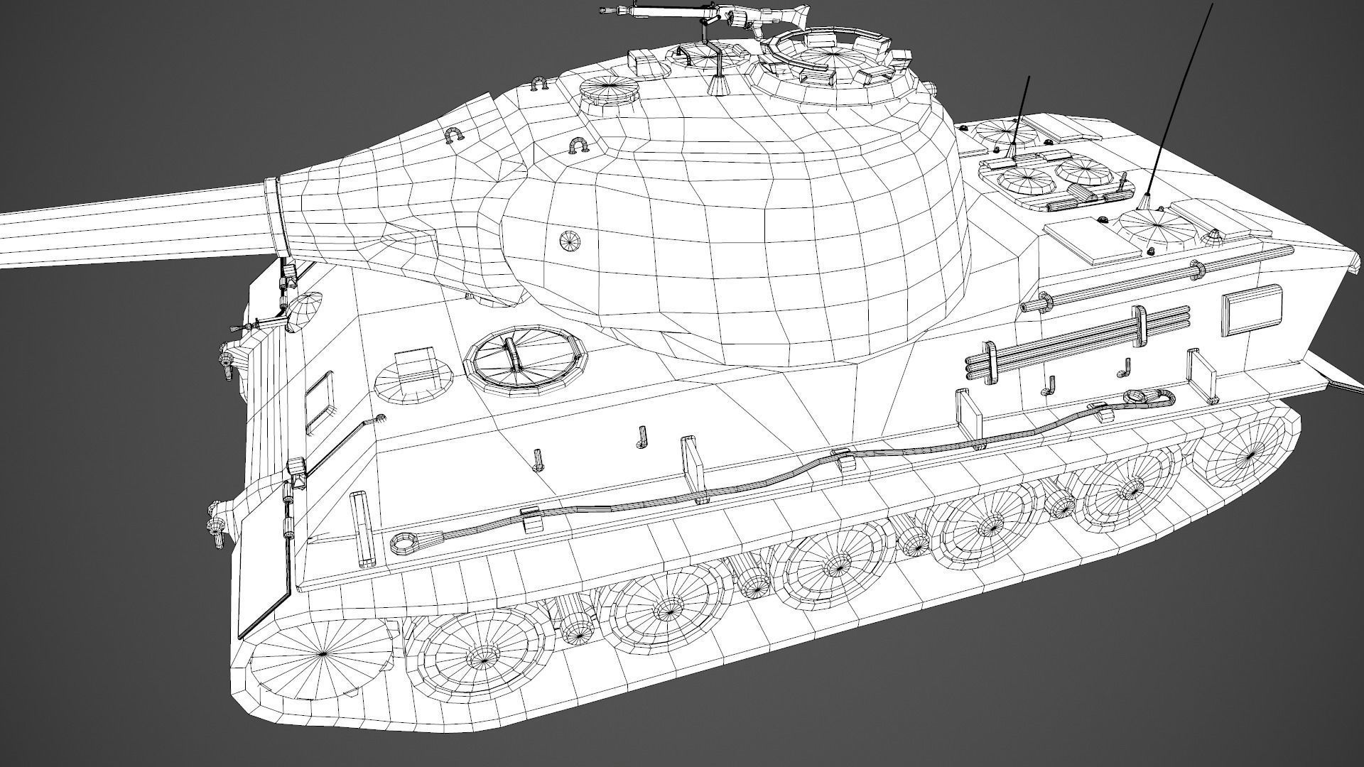 German Panzer VII Lowe Tank Low-poly 3D model_40