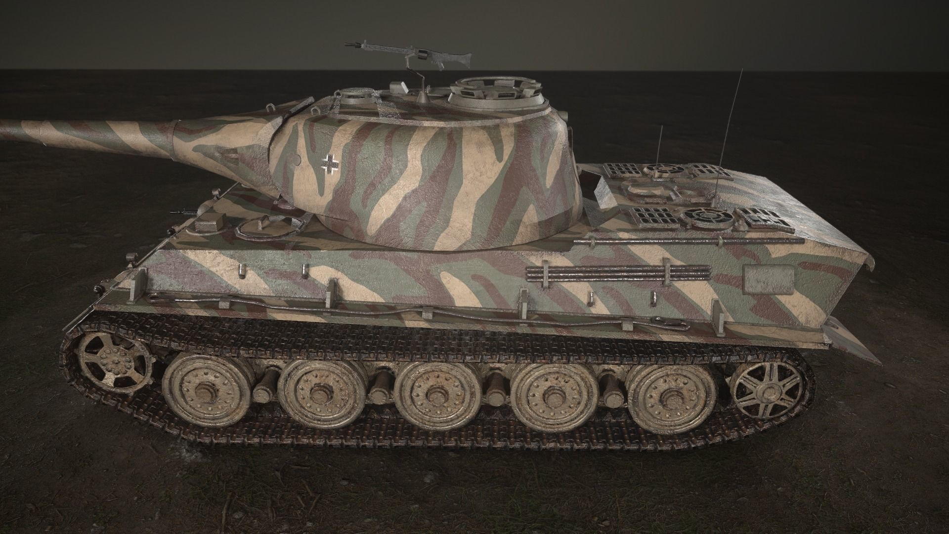 German Panzer VII Lowe Tank Low-poly 3D model_11