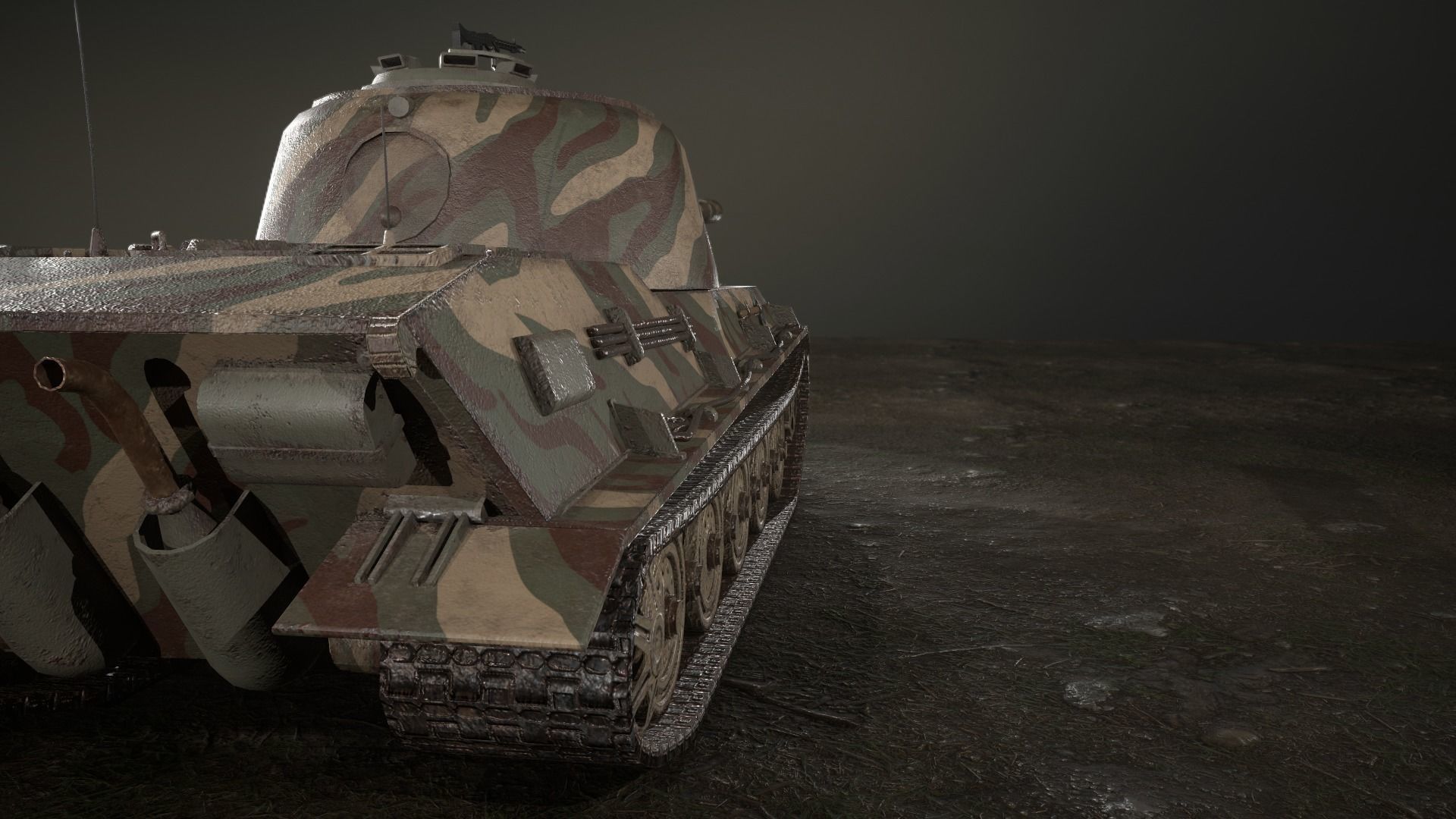 German Panzer VII Lowe Tank Low-poly 3D model_6