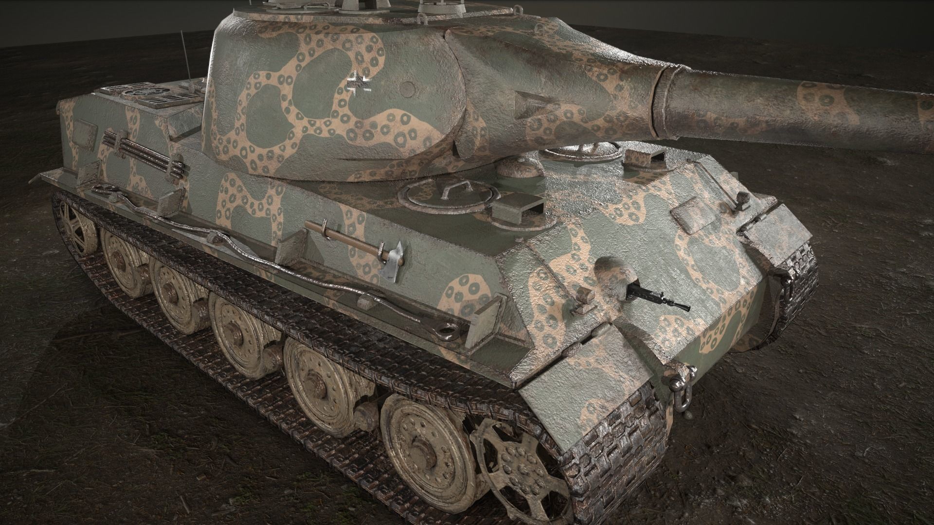 German Panzer VII Lowe Tank Low-poly 3D model_39