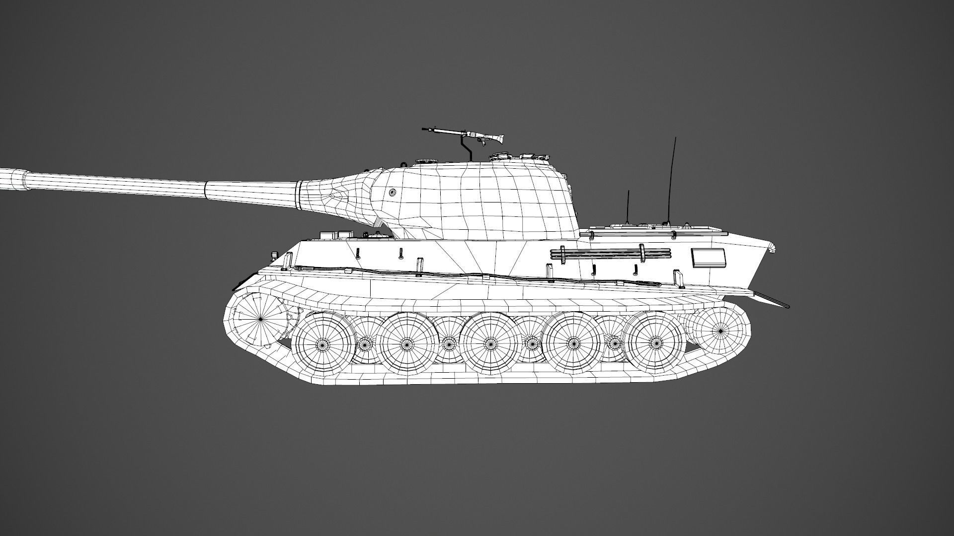 German Panzer VII Lowe Tank Low-poly 3D model_43