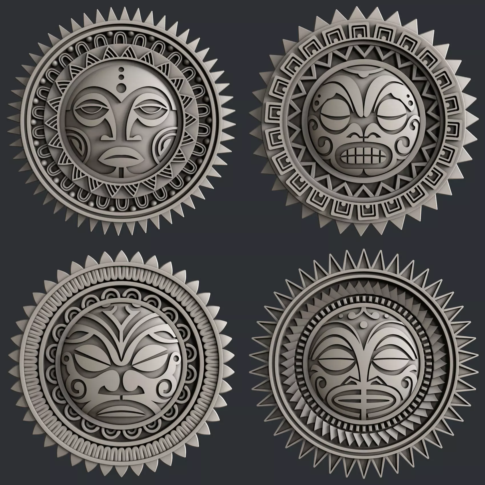 3d STL models for CNC router and 3d printer polynesia sun 3D print model