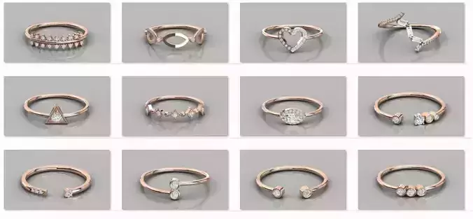 300 solitaire women ring 3dm 9 render stl detail bulk collection 3D print model