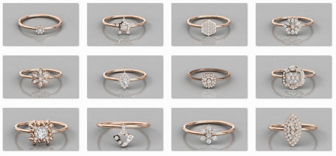 300 solitaire women ring 3dm 9 render stl detail bulk collection 3D print model_5