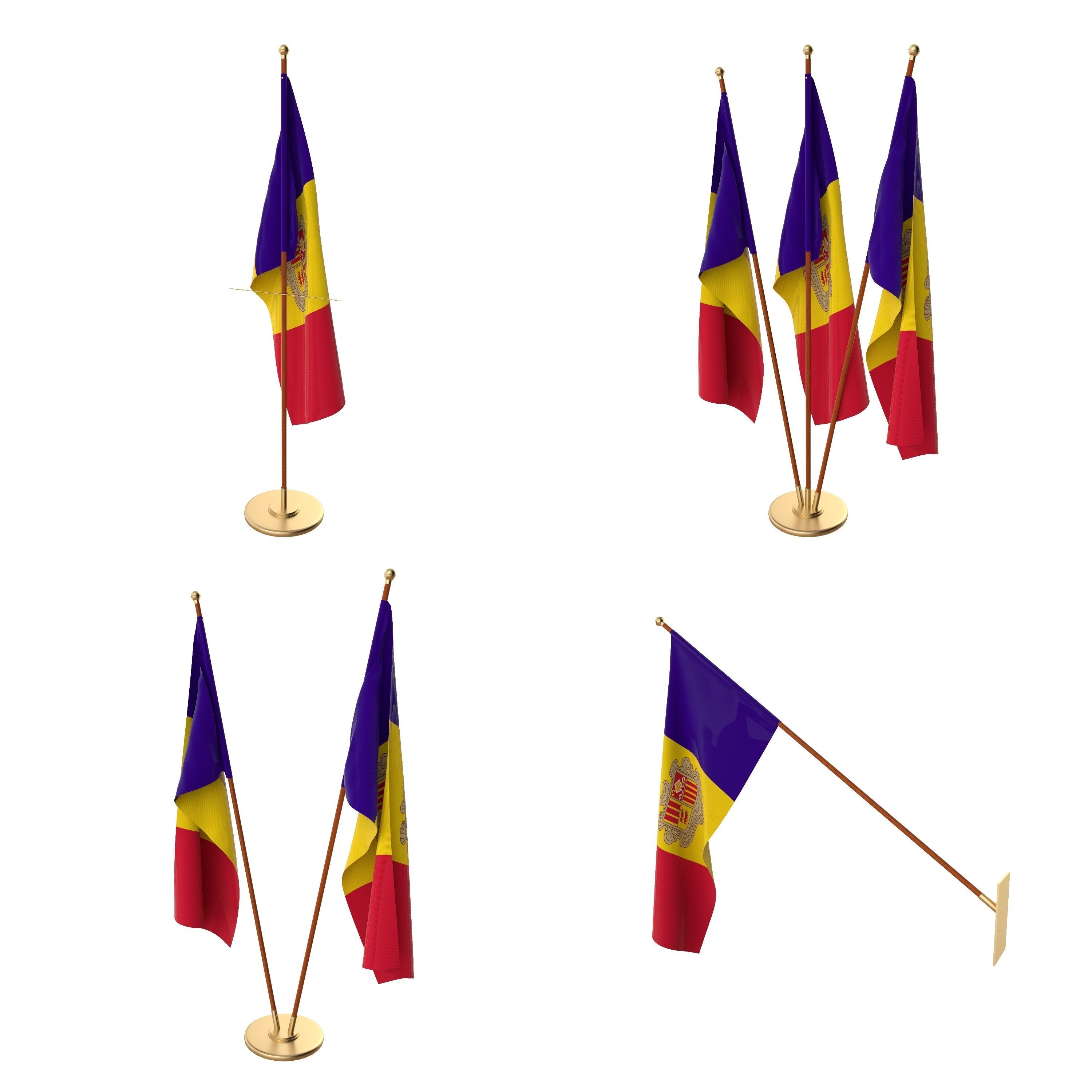 Andorra Flag Pack 3D model_1