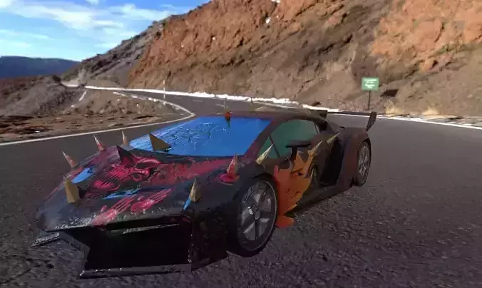 death race car low poly 