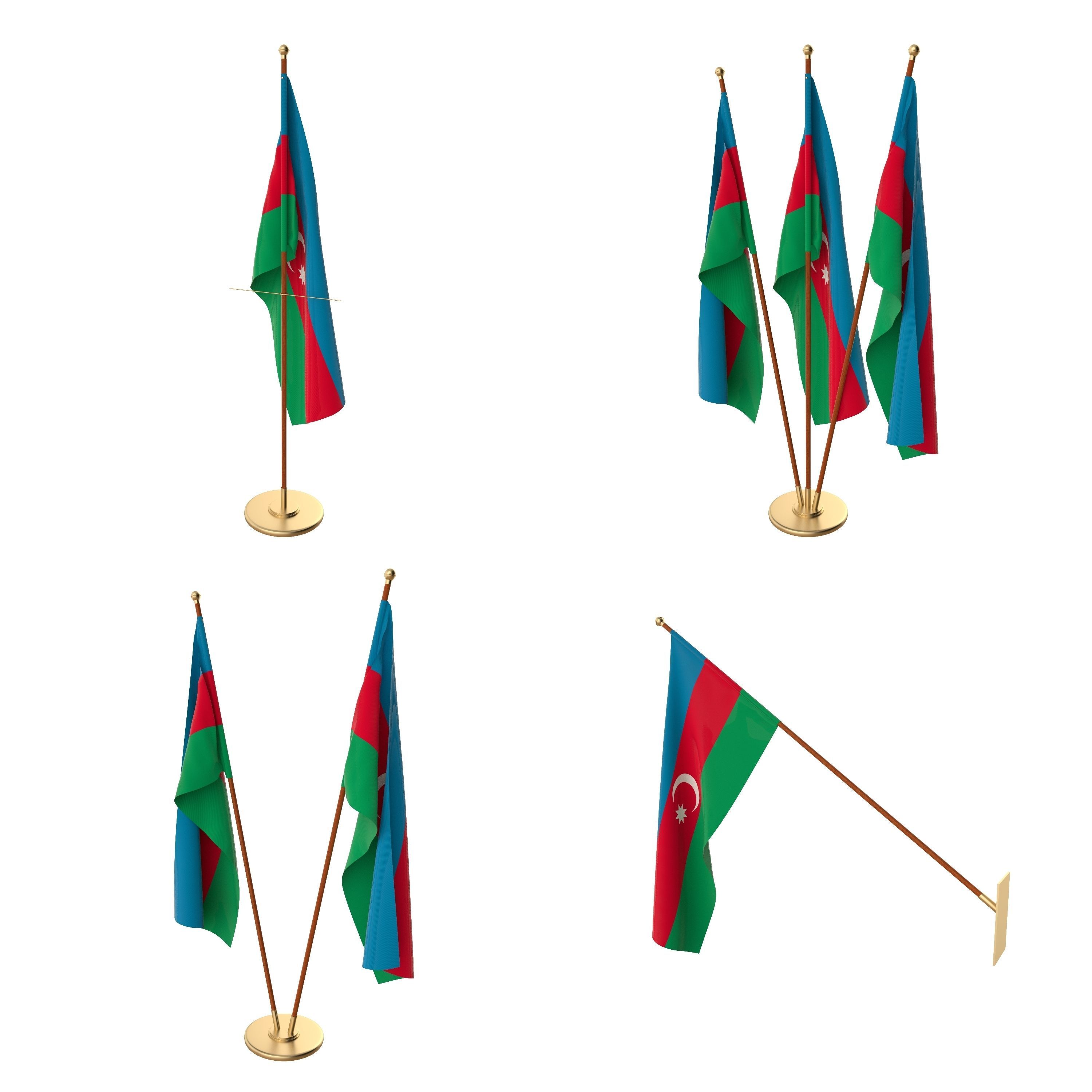 Azerbaijan Flag Pack 3D model_1