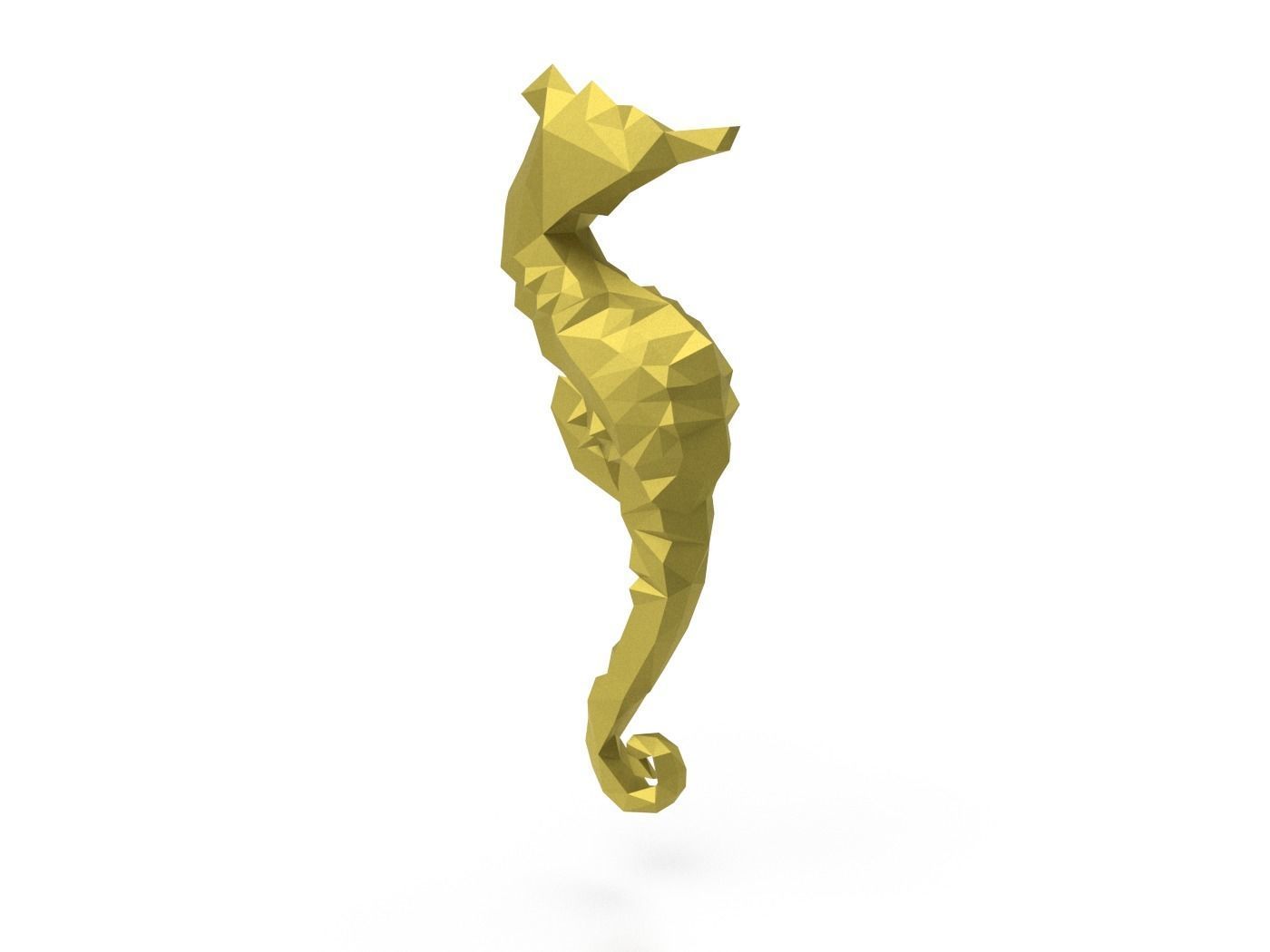 Seahorse low poly gold Low-poly 3D model_7