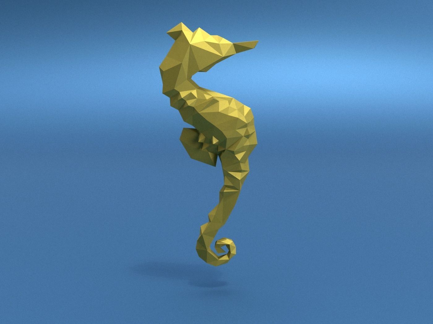 Seahorse low poly gold Low-poly 3D model_6