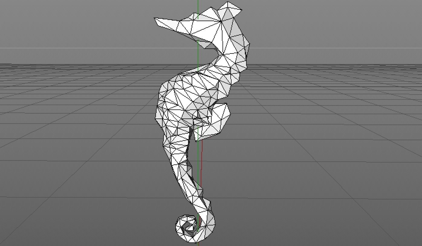 Seahorse low poly gold Low-poly 3D model_5