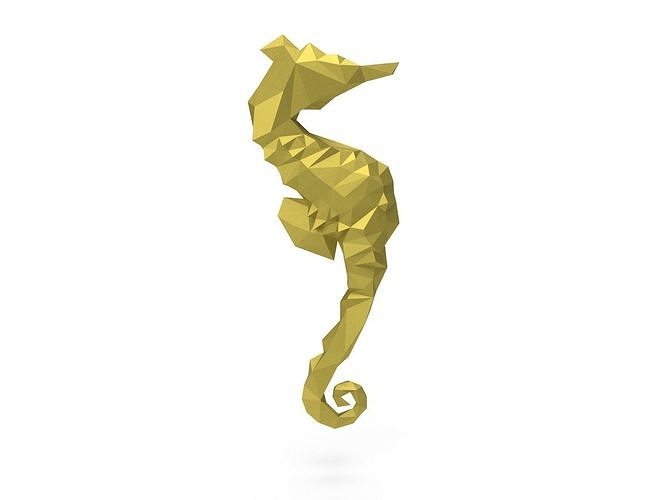 Seahorse low poly gold Low-poly 3D model