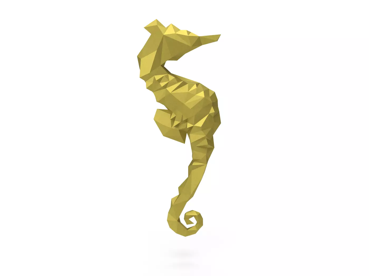 Seahorse low poly gold Low-poly 3D model_0