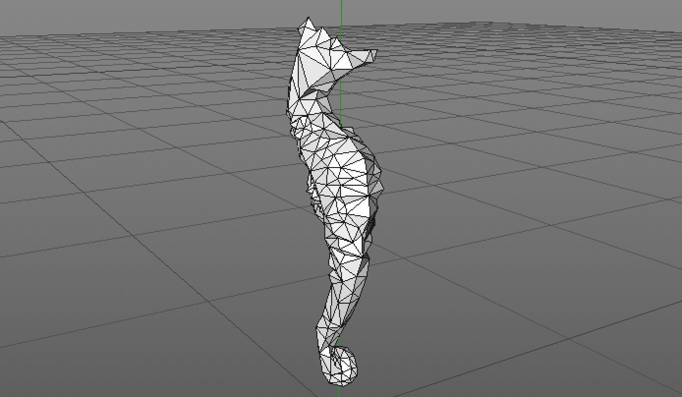 Seahorse low poly gold Low-poly 3D model_4