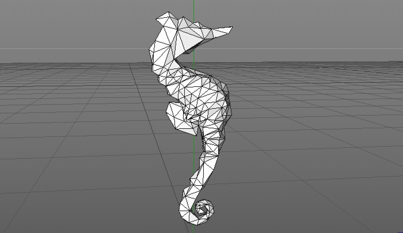 Seahorse low poly gold Low-poly 3D model_3