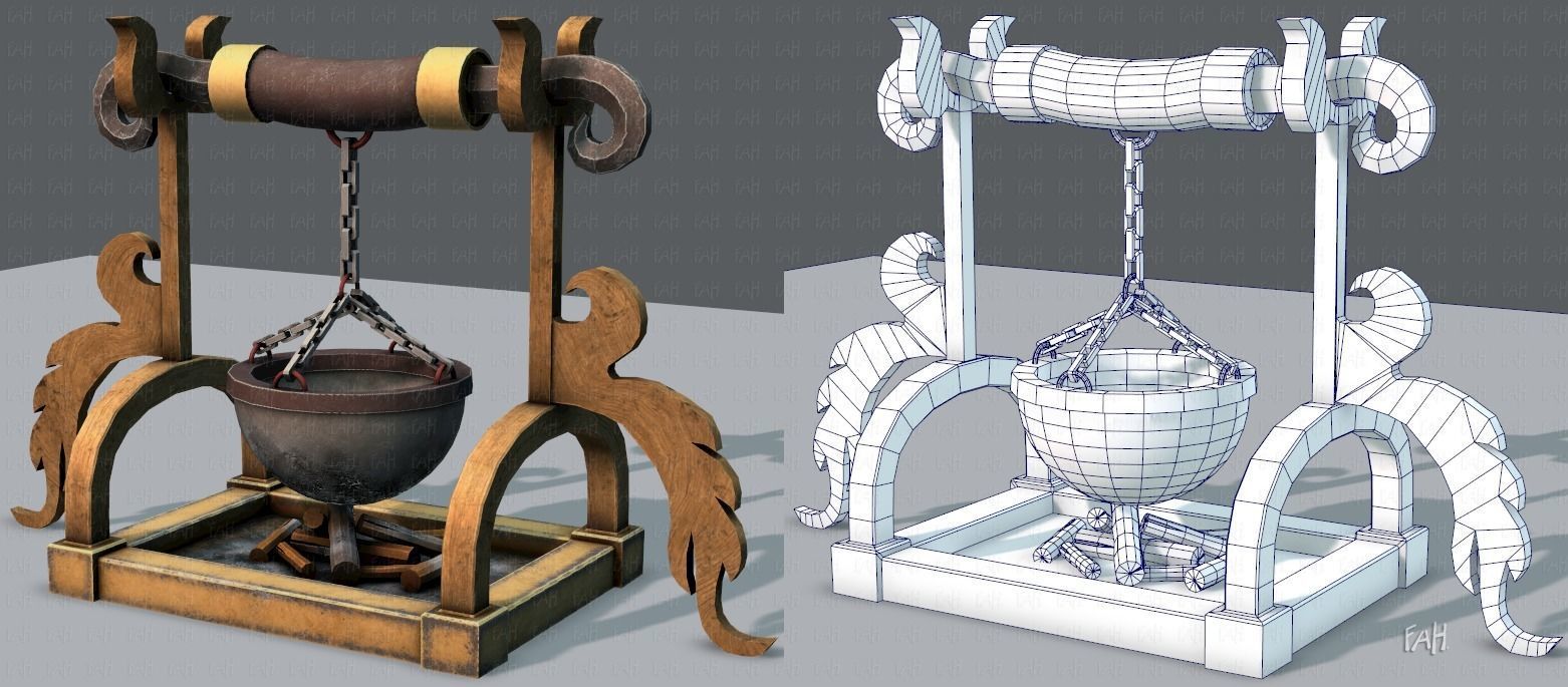 Charcoal Pot V01 Low-poly 3D model