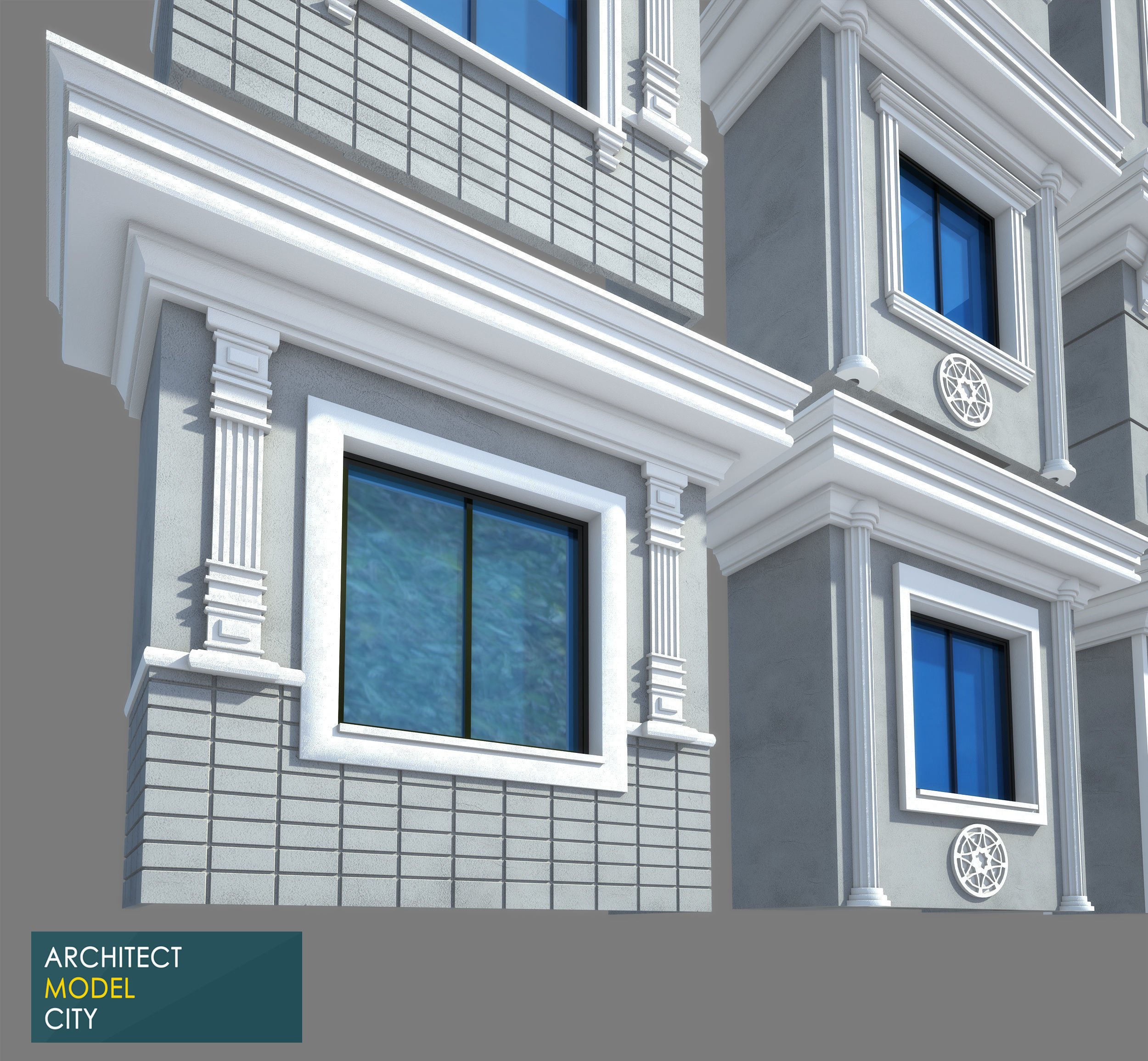 Architectural Window Model Detail  Low-poly 3D model_5