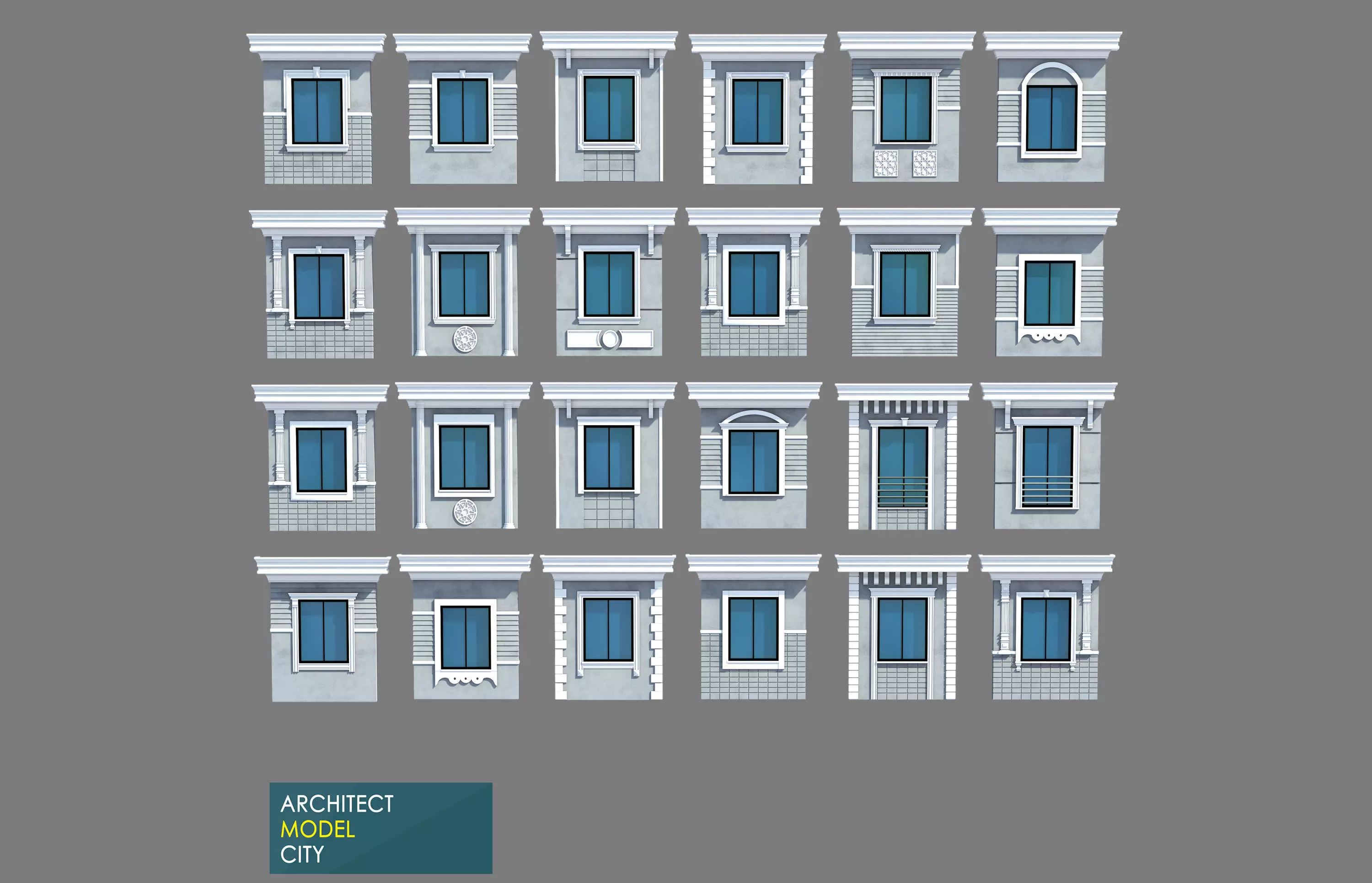 Architectural Window Model Detail  Low-poly 3D model_0