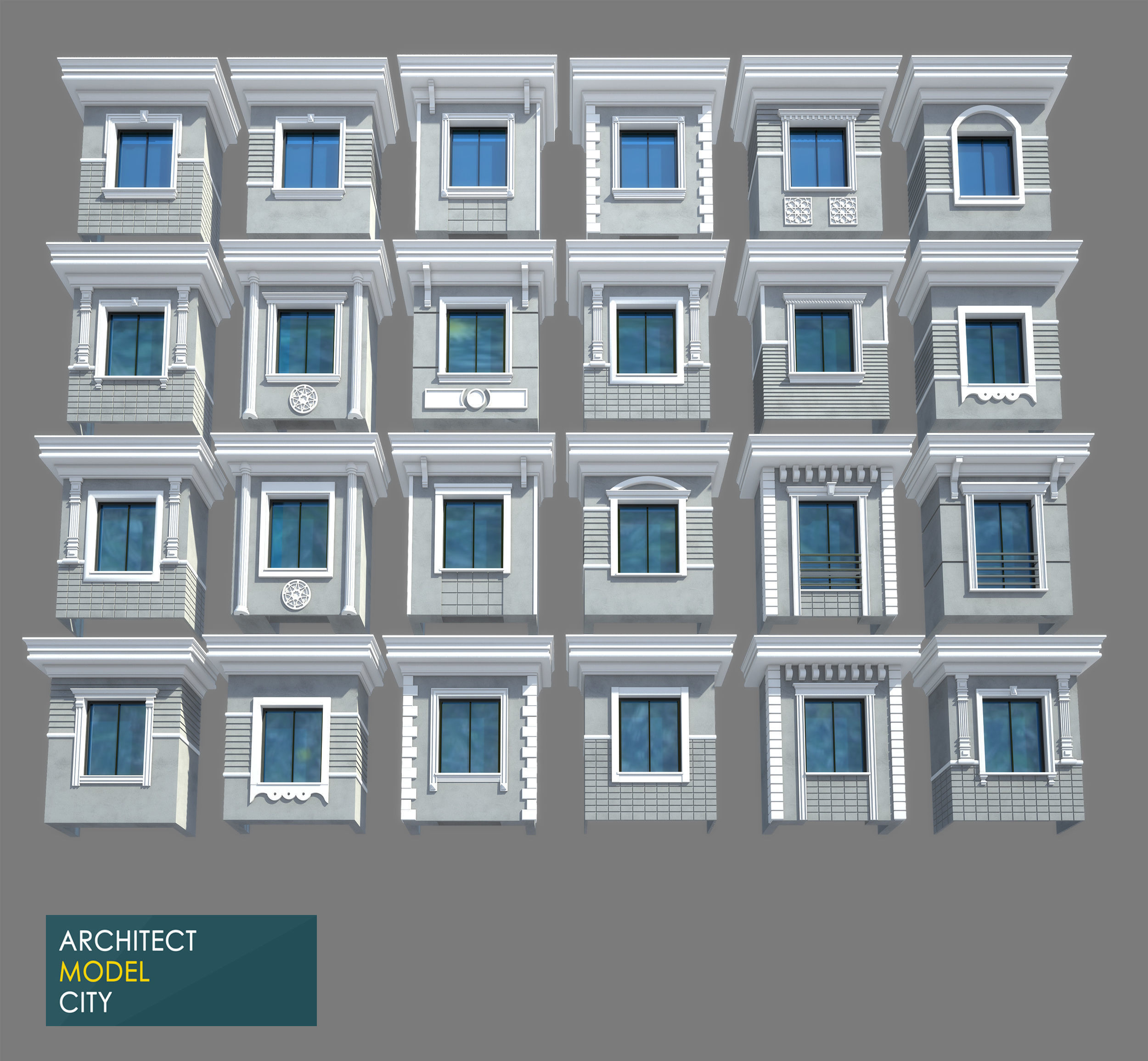 Architectural Window Model Detail  Low-poly 3D model_2