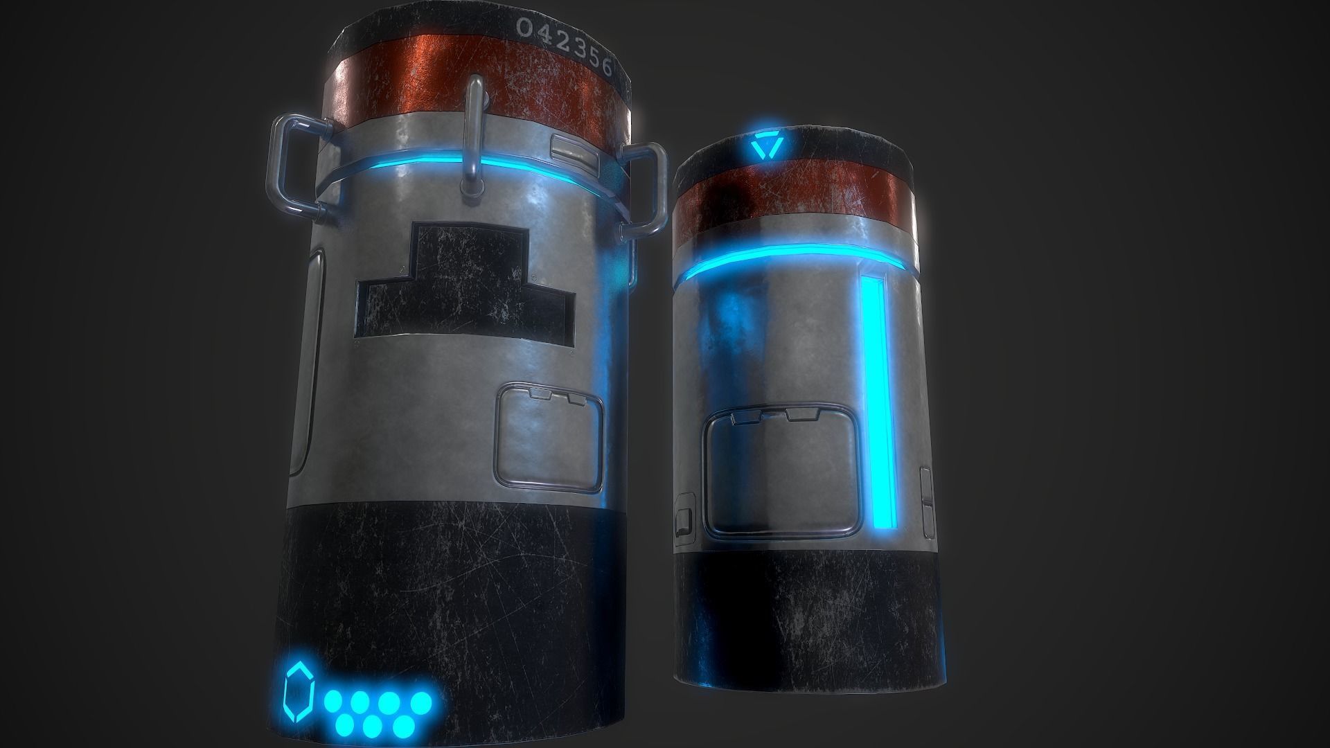 SciFi Barrels Low-poly 3D model_1