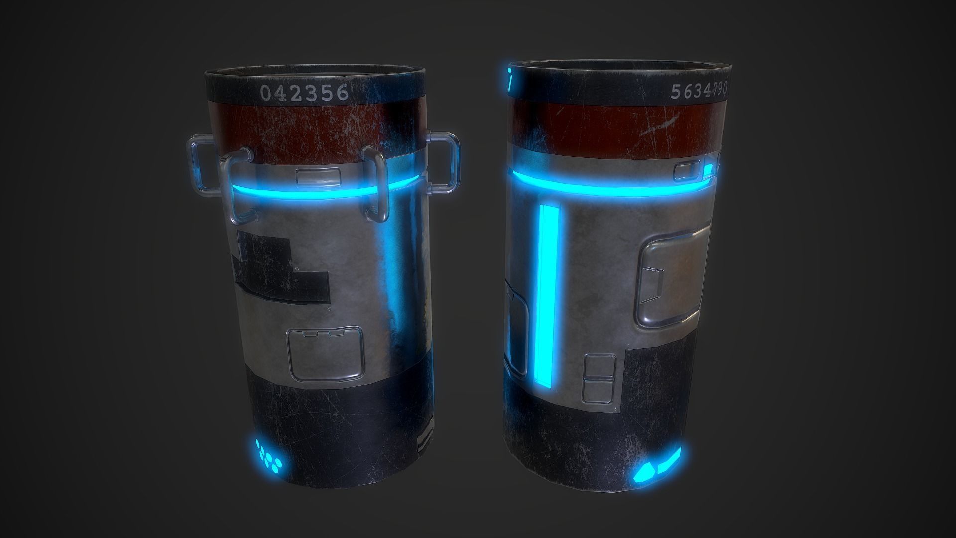 SciFi Barrels Low-poly 3D model_2