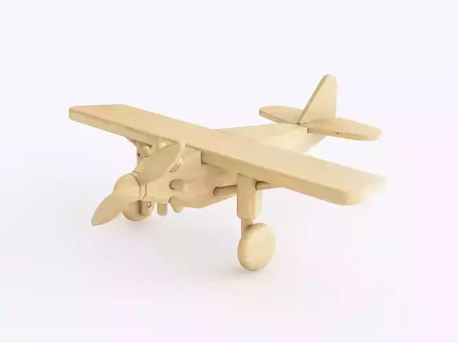 Wooden toy biplane 07
