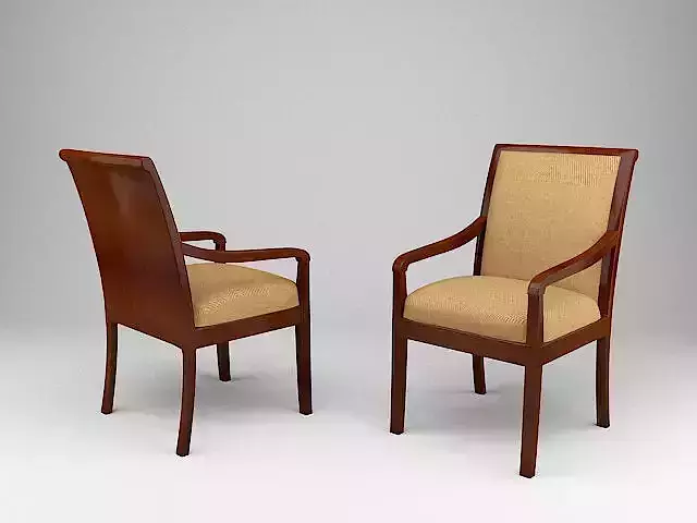 Chair 3D model two chairs with upholstered seat