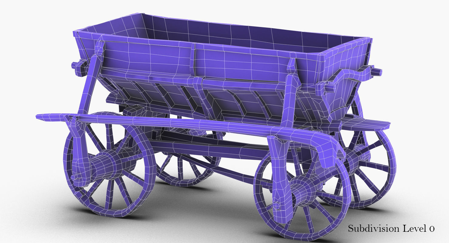 Old Wooden Cart Low-poly 3D model_36