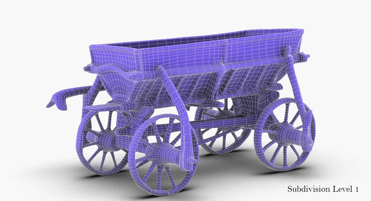 Old Wooden Cart Low-poly 3D model_35