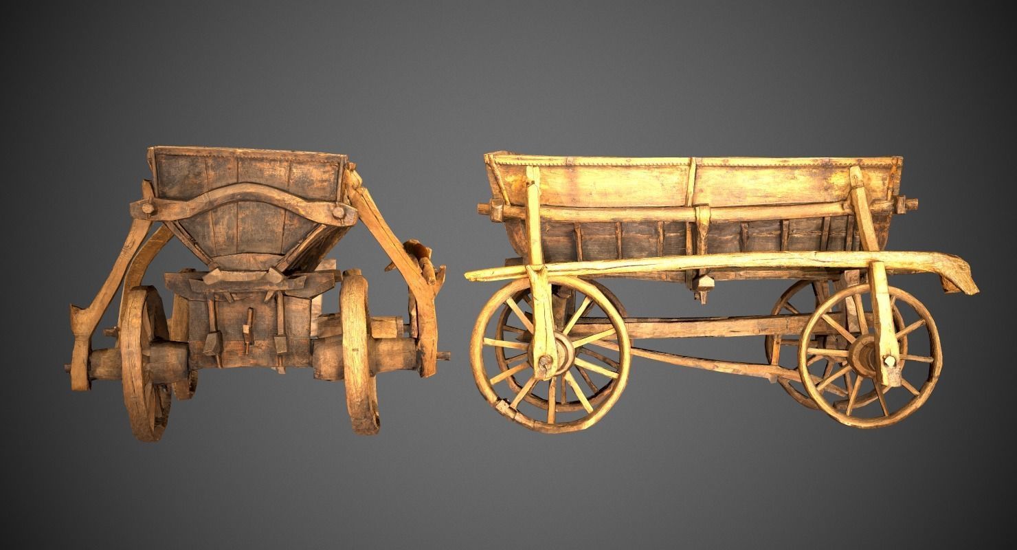 Old Wooden Cart Low-poly 3D model_17