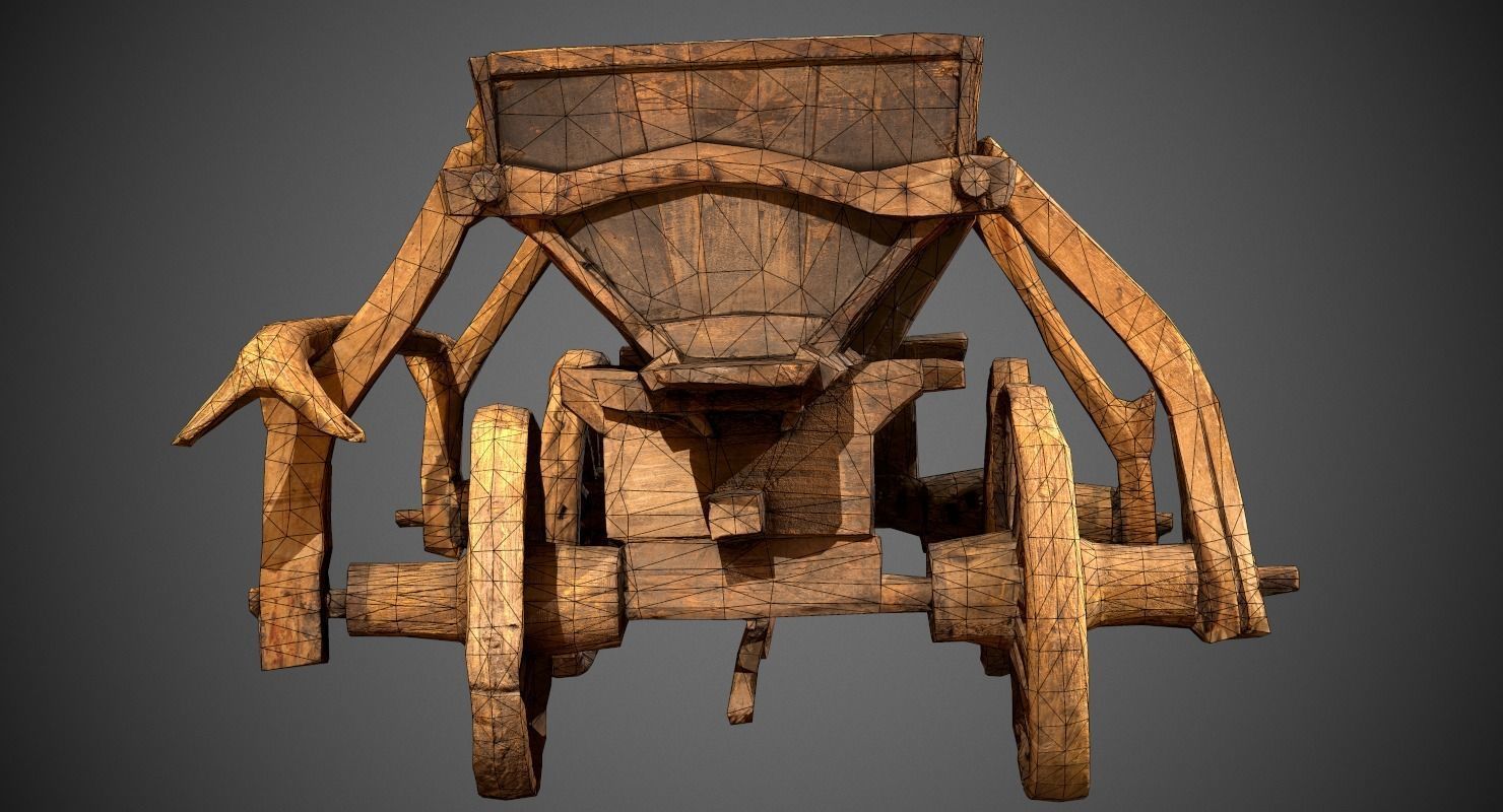 Old Wooden Cart Low-poly 3D model_18