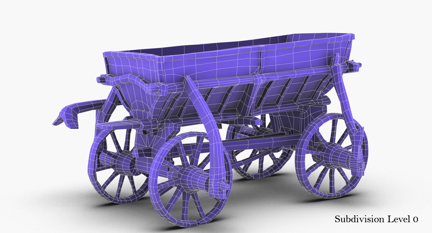 Old Wooden Cart Low-poly 3D model_34