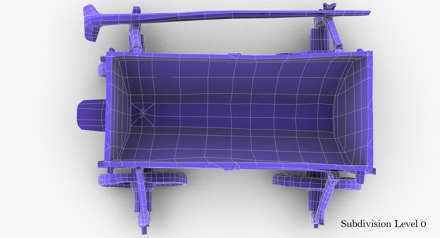 Old Wooden Cart Low-poly 3D model_30