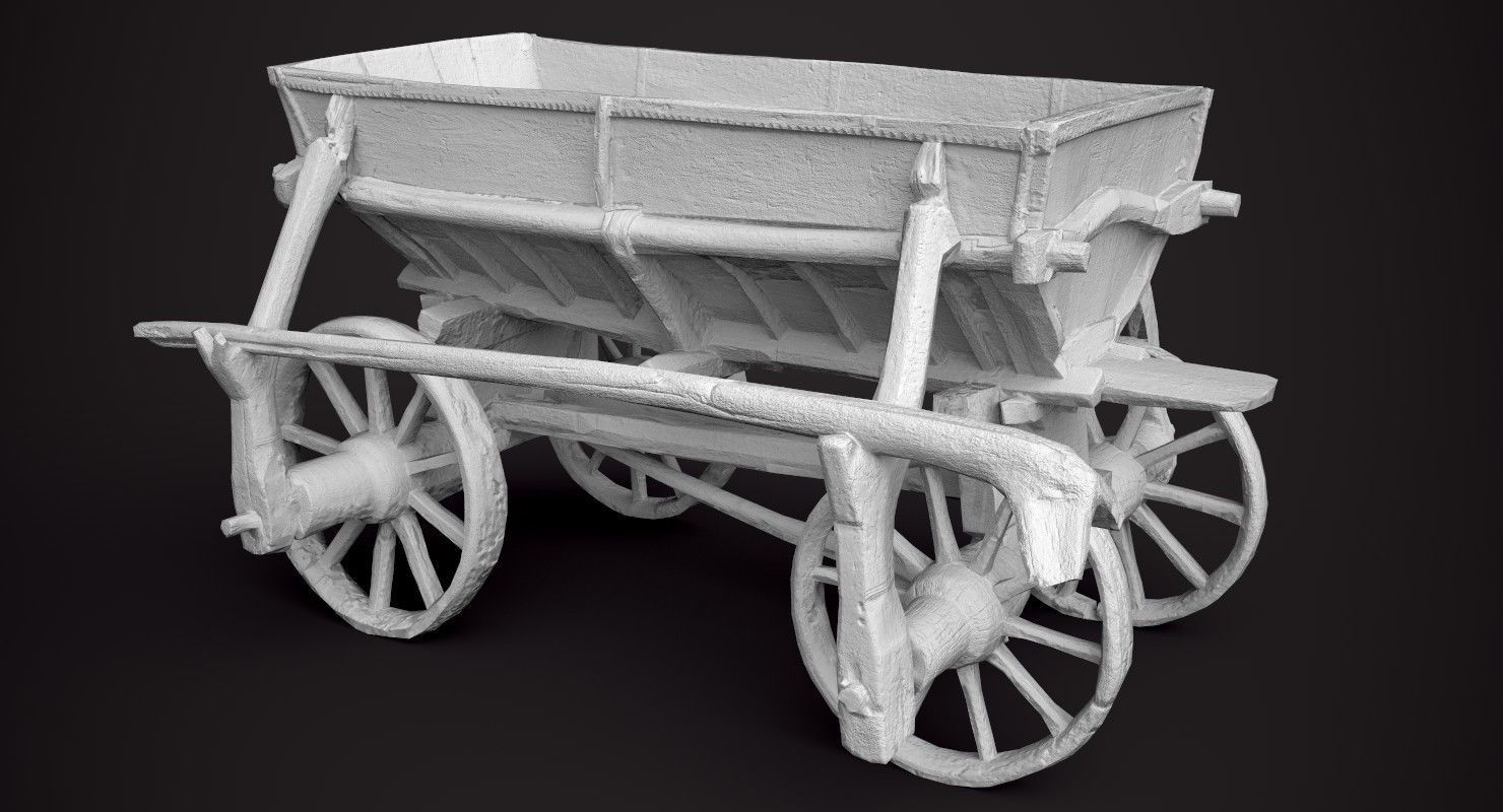 Old Wooden Cart Low-poly 3D model_7