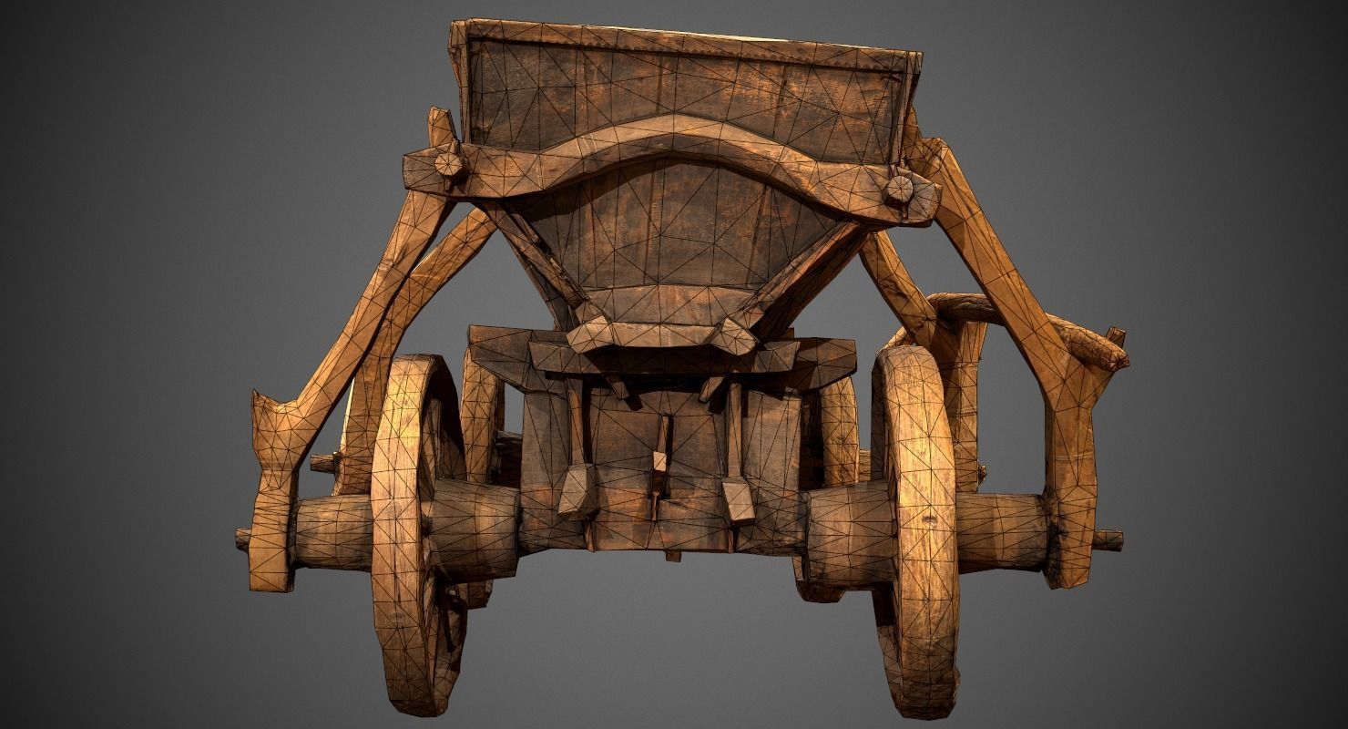 Old Wooden Cart Low-poly 3D model_21