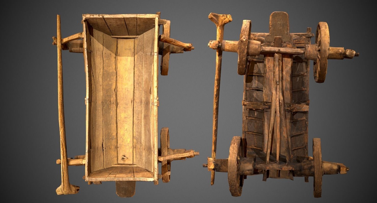Old Wooden Cart Low-poly 3D model_25