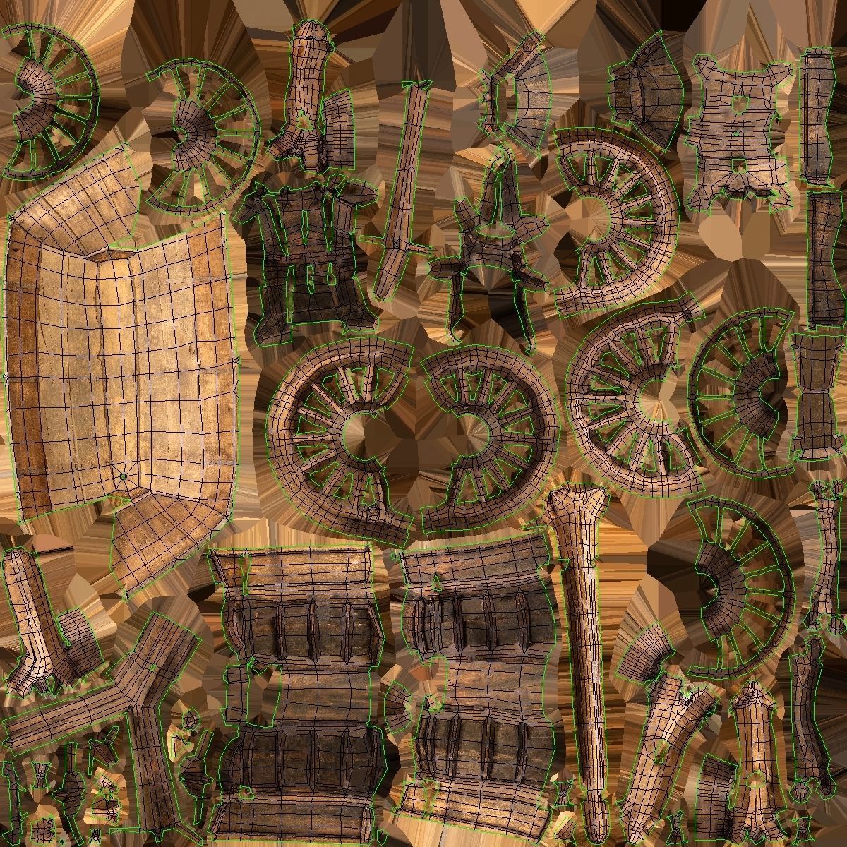 Old Wooden Cart Low-poly 3D model_28