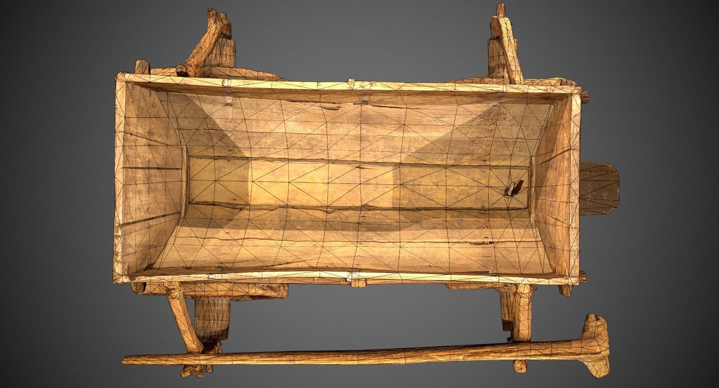 Old Wooden Cart Low-poly 3D model_23