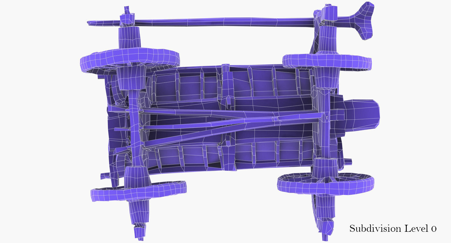 Old Wooden Cart Low-poly 3D model_32