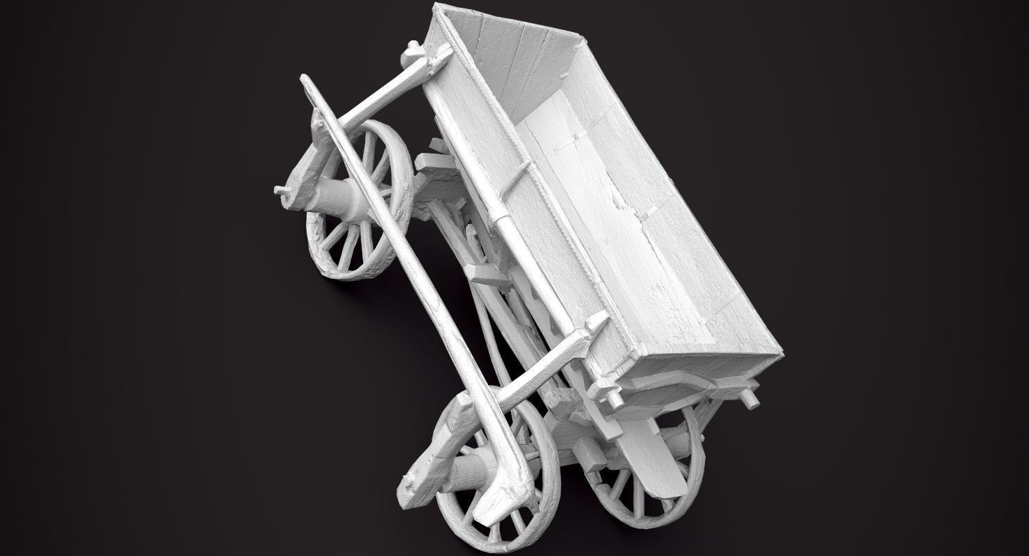 Old Wooden Cart Low-poly 3D model_11