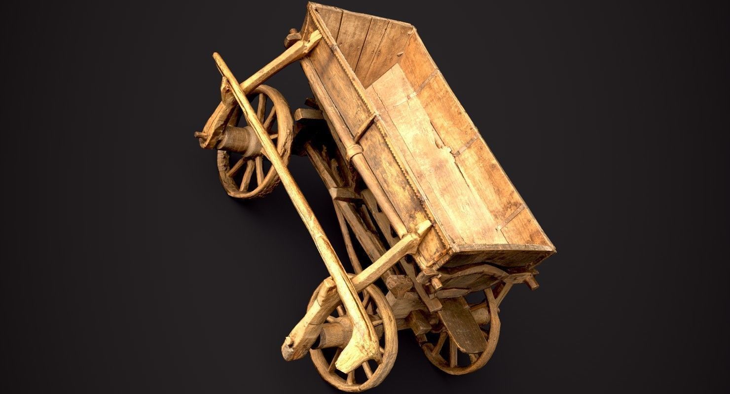 Old Wooden Cart Low-poly 3D model_10