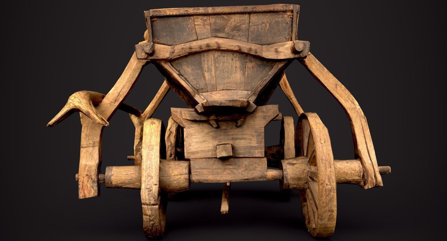 Old Wooden Cart Low-poly 3D model_4