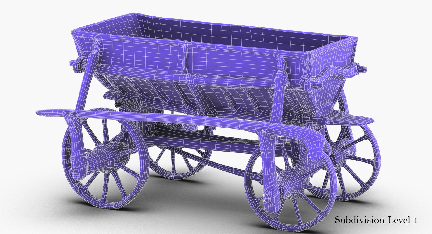 Old Wooden Cart Low-poly 3D model_37