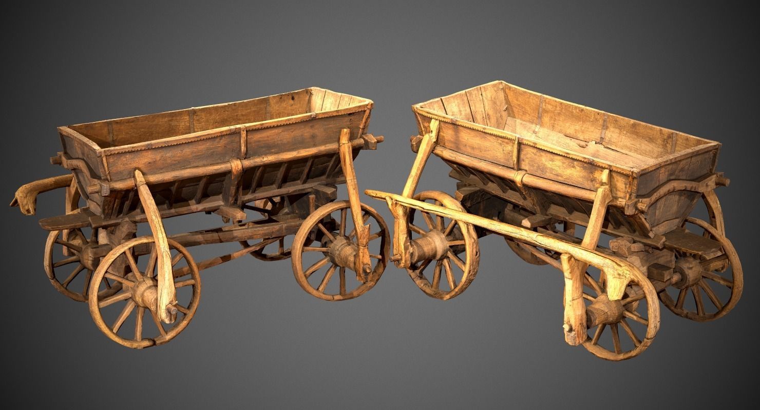 Old Wooden Cart Low-poly 3D model_24