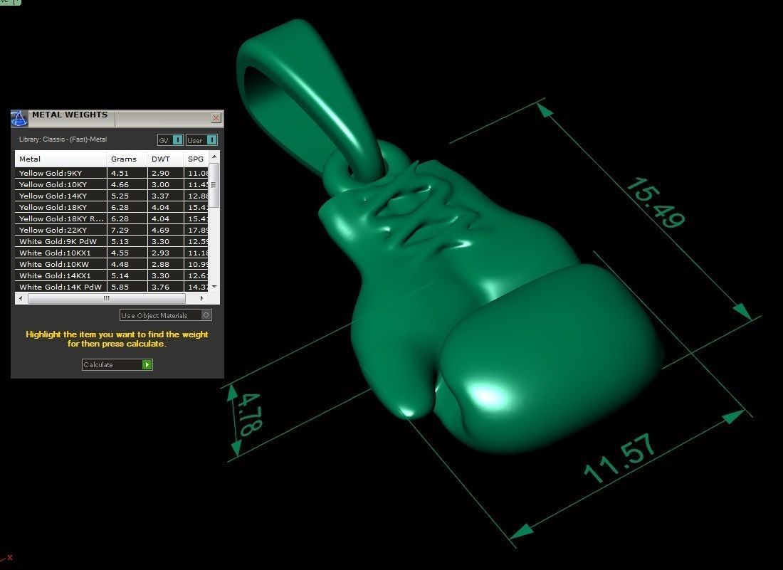 pendant boxing glove 3D print model_3