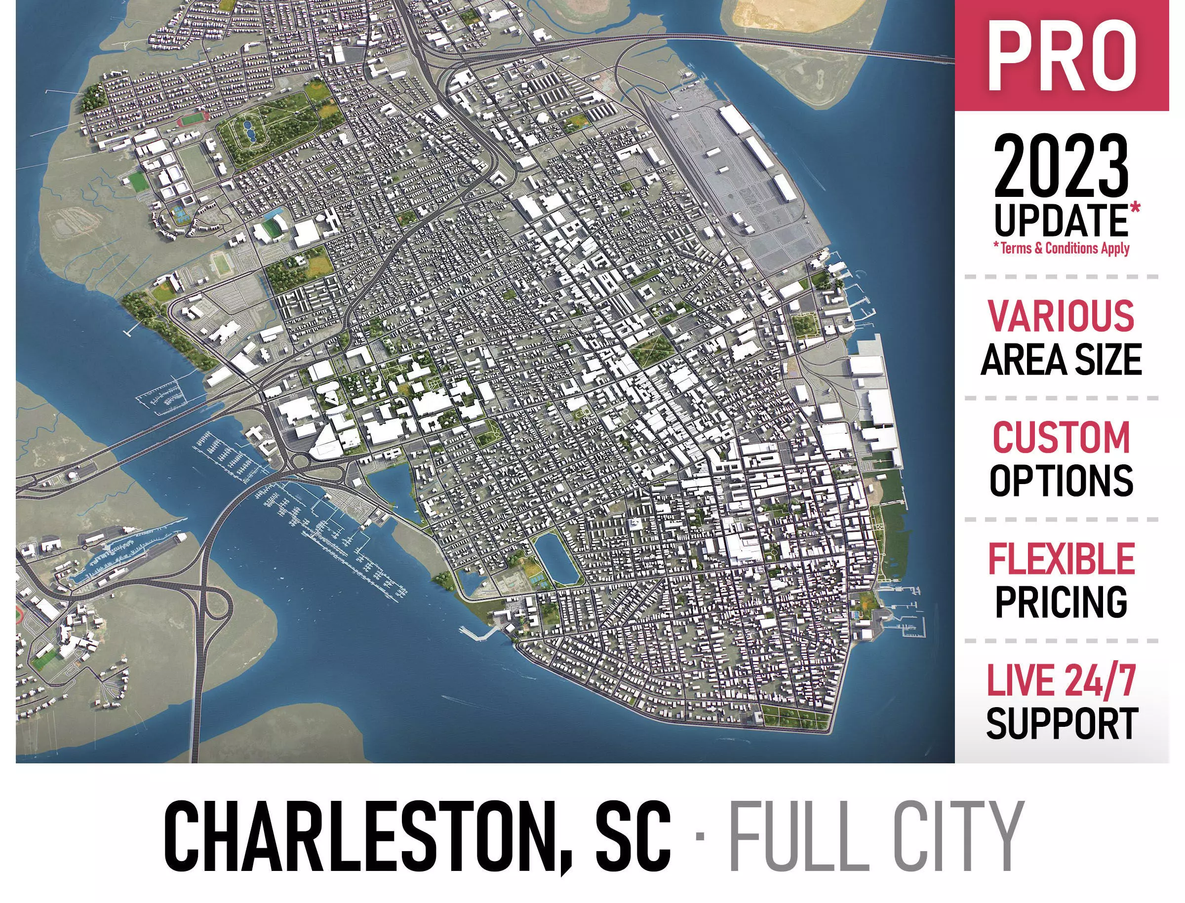 Charleston - 3D City Model Low-poly 3D model_0