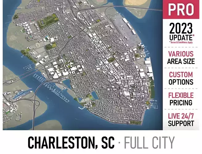 Charleston - 3D City Model Low-poly 3D model