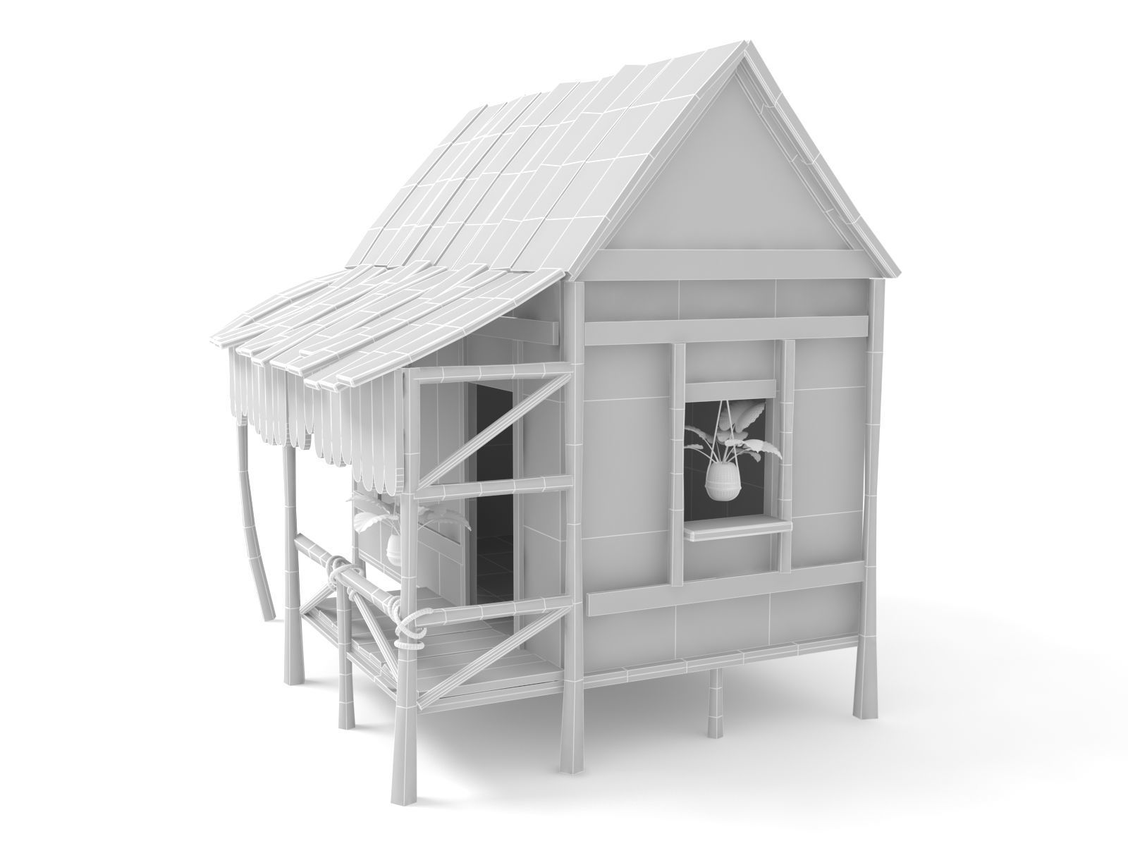 Wooden Tropical House 3D model_5