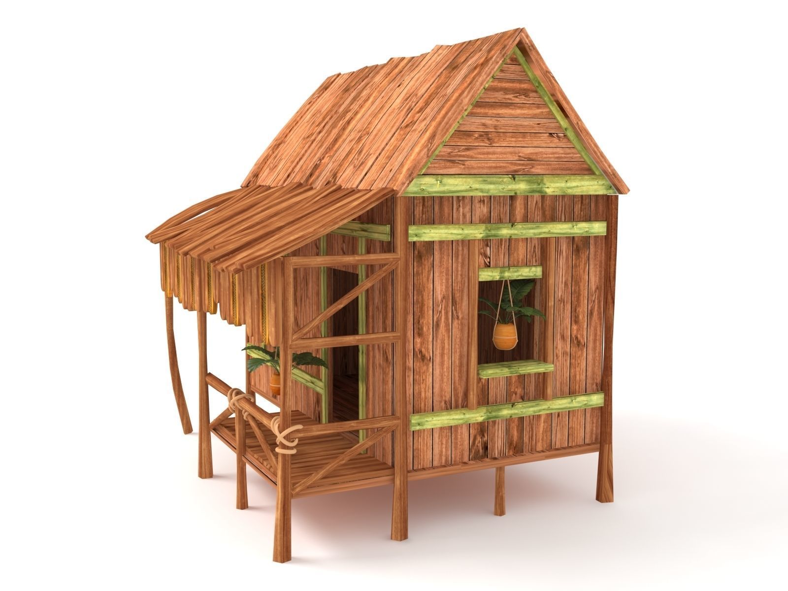 Wooden Tropical House 3D model_1