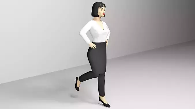 Woman in skirt and blouse