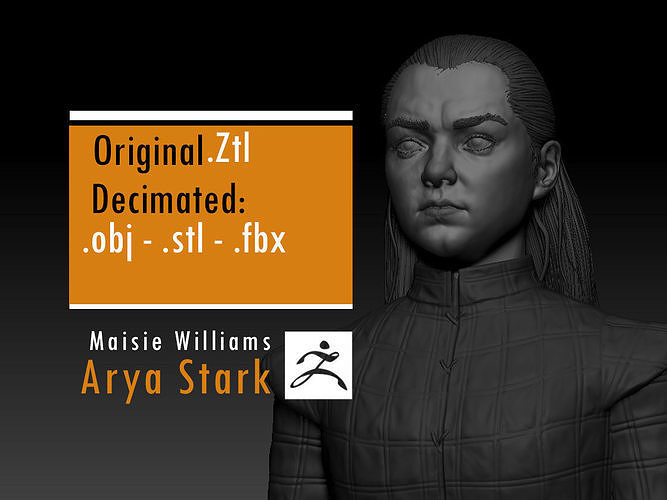 Maisie Williams - Arya Stark - Game Of Thrones 3D print model